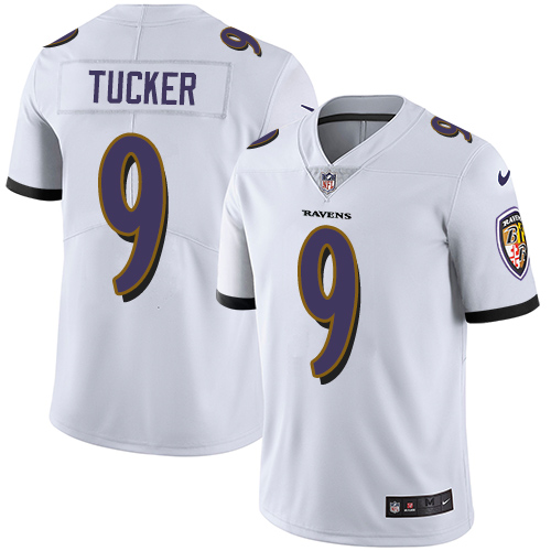 Baltimore Ravens #9 Justin Tucker White Game Replica Stitched American Football Player Jerseys