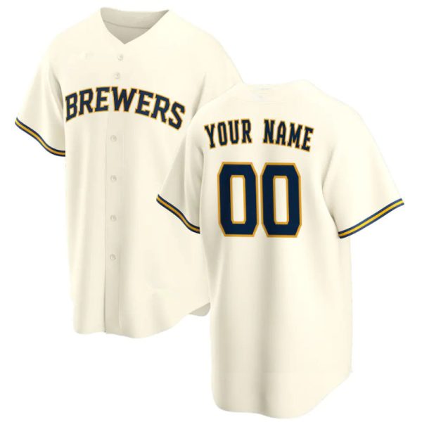 Milwaukee Brewers Custom Cream Replica Baseball Player Jerseys