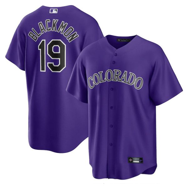 Colorado Rockies #19 Charlie Blackmon Purple Alternate Replica Baseball Player Jerseys