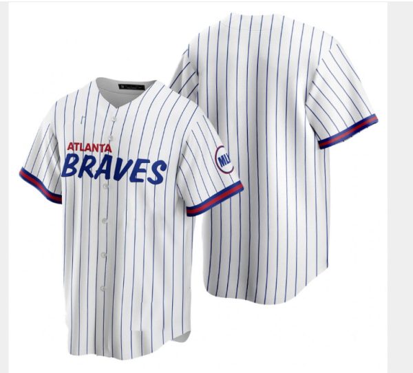 Custom Atlanta Braves White Stripe Replica Custom Baseball Player Jerseys