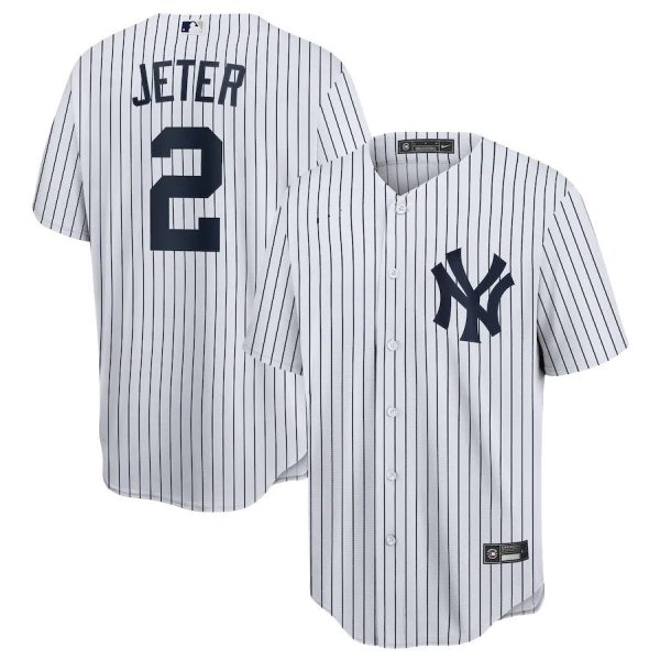 New York Yankees #2 Derek Sanderson Jeter White Stripe Replica Baseball Player Jerseys