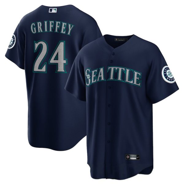 Seattle Mariners #24 Ken Griffey Jr. Navy Blue Replica Baseball Player Jerseys