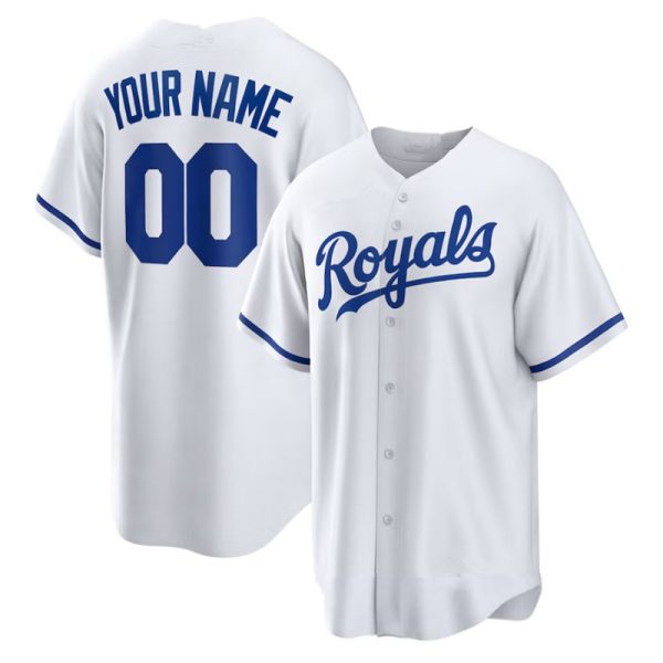 Custom Kansas City Royals White Home Replica Baseball Player Jerseys