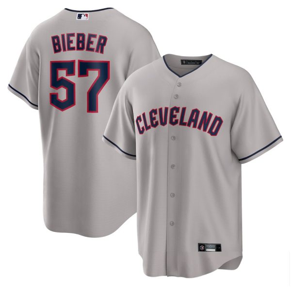 Cleveland Guardians #57 Shane Bieber Gray Replica Baseball Jerseys