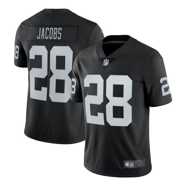 Las Vegas Raiders #28 Josh Jacobs Black Game Replica Stitched American Football Player Jerseys