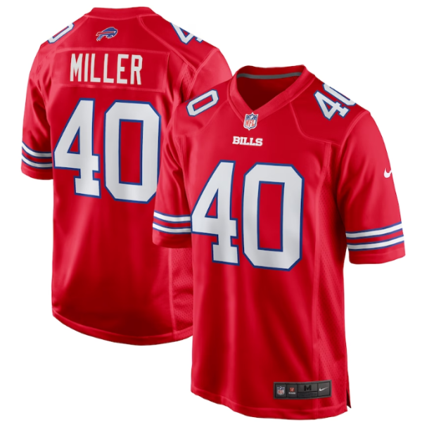 Buffalo Bills #40 Von Miller Red Limited Replica American Stitched Football Player Jerseys