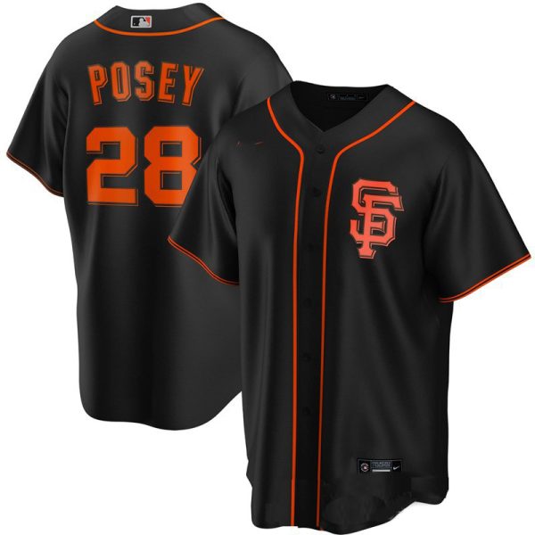 #28 Buster Posey San Francisco Giants Black Replica Baseball Player Jerseys