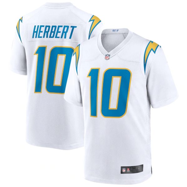 Los Angeles Chargers #10 Justin Herbert White Game Replica Stitched American Football Player Jerseys