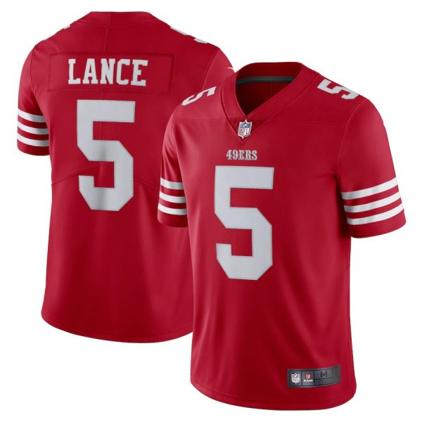 San Francisco 49ers #5 Trey Lance Red Game Replica Stitched American Football Player Jerseys