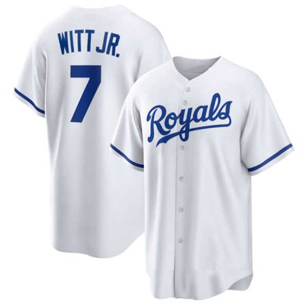 Kansas City Royals #7 Bobby Witt Jr. White Home Replica Baseball Player Jerseys