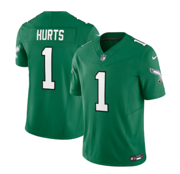 Philadelphia Eagles #1 Jalen Hurts Kelly Green Game Replica Stitched American Football Player Jerseys