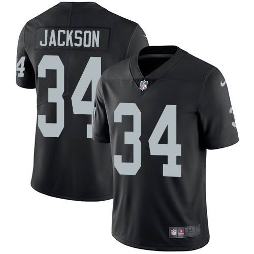 Las Vegas Raiders #34 Bo Jackson Black Game Replica Stitched American Football Player Jerseys