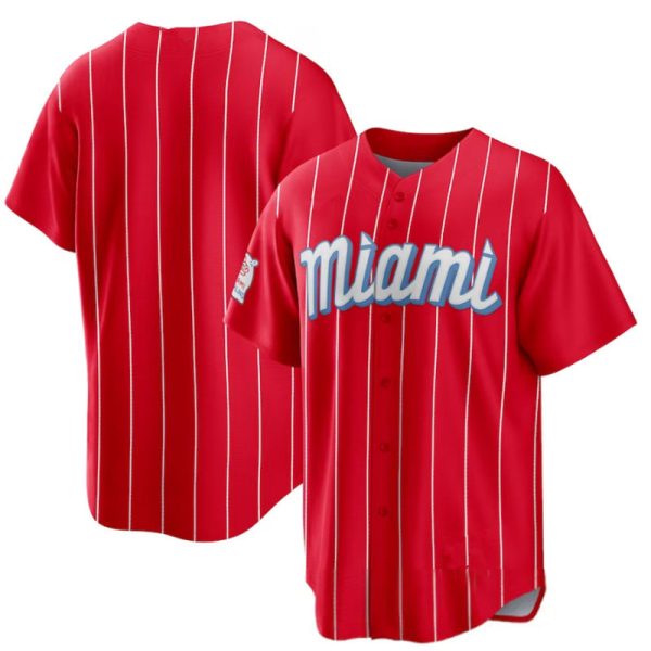 Miami Marlins Red City Blank Replica Baseball Team Jerseys