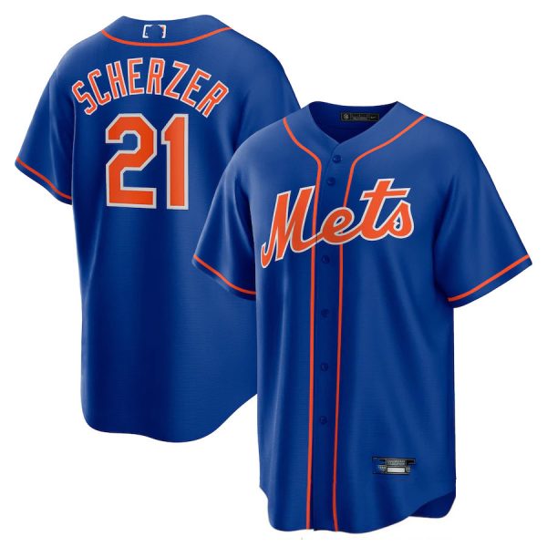 New York Mets #21 Max Scherzer Royal Blue Replica Baseball Jerseys