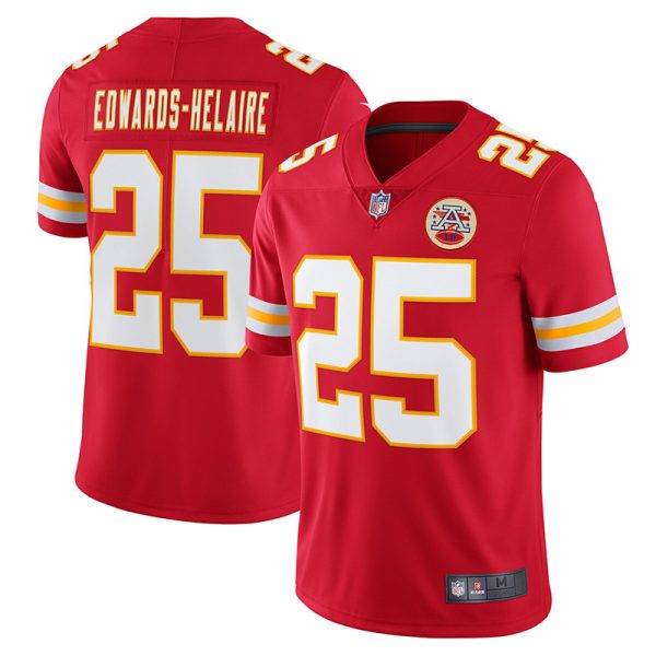 Kansas City Chiefs #25 Clyde Edwards-Helaire Red Game Replica Stitched American Football Player Jerseys