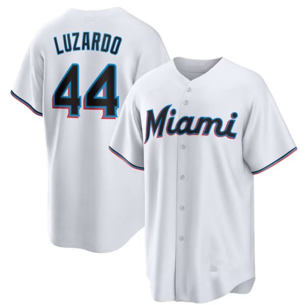 Miami Marlins #44 Jesús Luzardo White Home Replica Baseball Player Jerseys