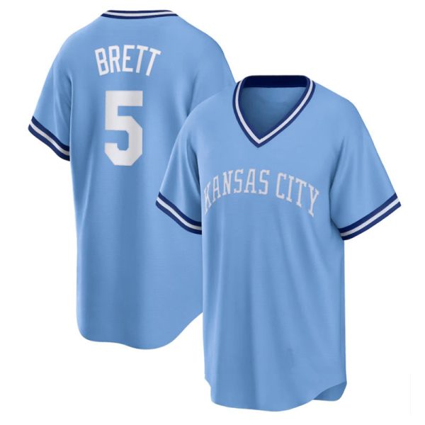 Kansas City Royals #5 George Brett Light Blue Cooperstown Collection Replica Baseball Player Jerseys