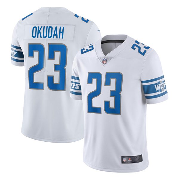 Detroit Lions #23 Jeff Okudah White Game Replica Stitched American Football Player Jerseys