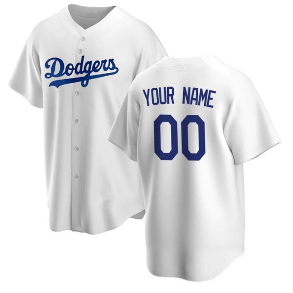 Custom Los Angeles Dodgers White Home Replica Player Name Baseball Jerseys