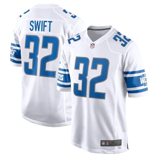 Detroit Lions #32 D'Andre Swift White Game Replica Stitched American Football Player Jerseys