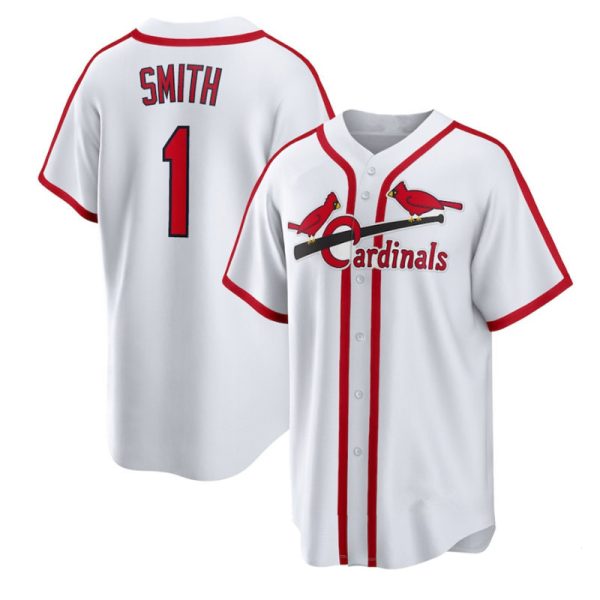 St. Louis Cardinals #1 Ozzie Smith White Home Cooperstown Collection Replica Baseball Player Jerseys