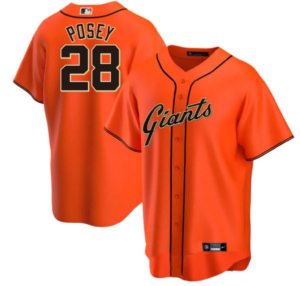 San Francisco Giants #28 Buster Posey Orange Alternate Replica Baseball Player Jerseys