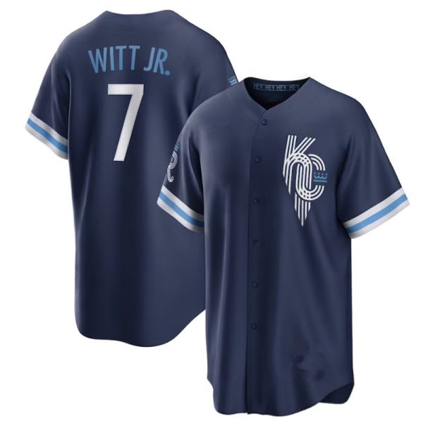 Kansas City Royals #7 Bobby Witt Jr. 2022 City Navy Replica Baseball Player Jerseys