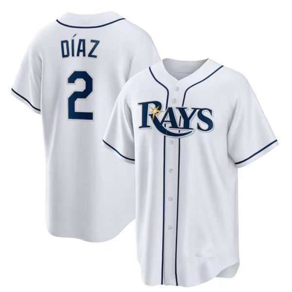 Tampa Bay Rays #2 Yandy Díaz White Home  Replica Baseball Player Jerseys