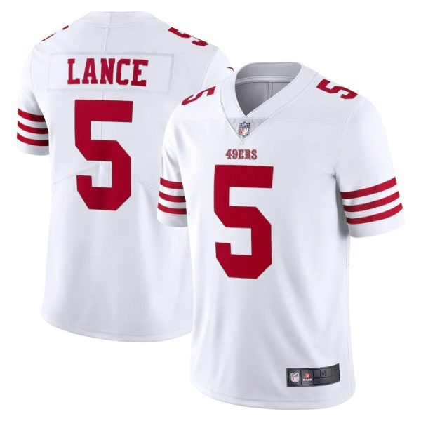 San Francisco 49ers #5 Trey Lance White Game Replica Stitched American Football Player Jerseys