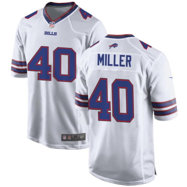 Buffalo Bills #40 Von Miller White Game Replica American Stitched Football Player Jerseys