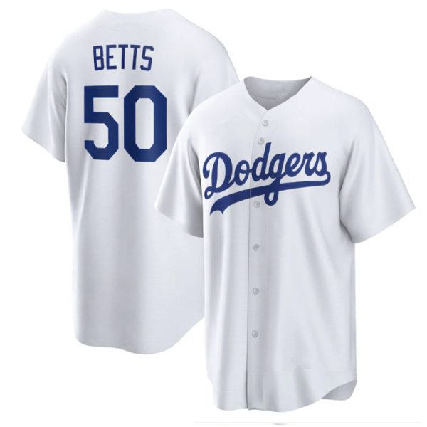 Los Angeles Dodgers #50 Mookie Betts White Home Replica Player Baseball Jerseys