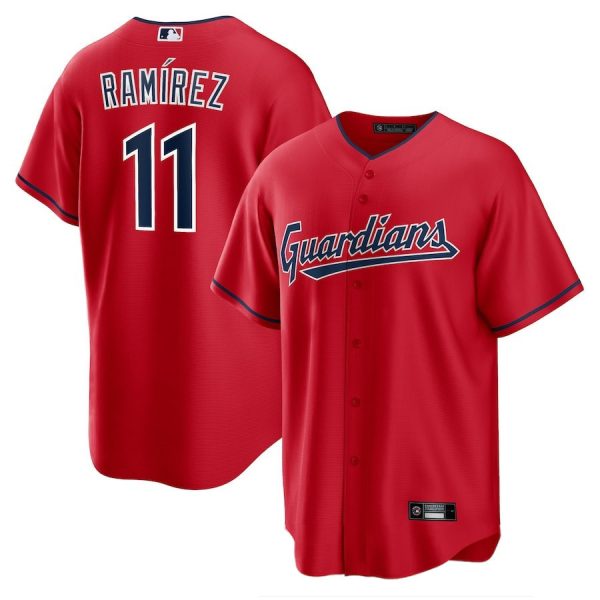 #11 Jose Ramriez Cleveland Guardians Red Alternate Replica Baseball Jerseys