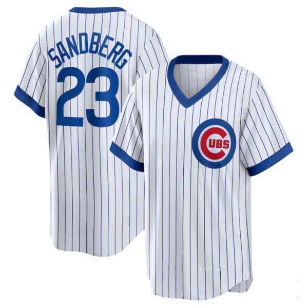 Chicago Cubs #23 Ryne Sandberg White Home Cooperstown Collection Replica Player Baseball Jerseys