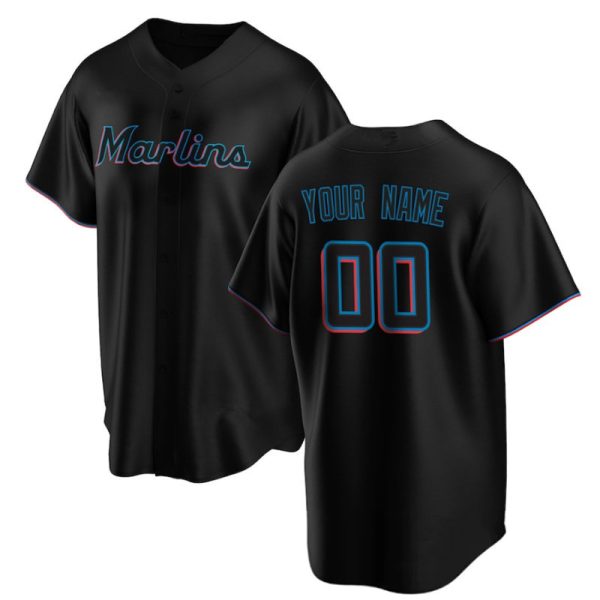 Custom Miami Marlins Black Alternate Replica Baseball Team Jerseys