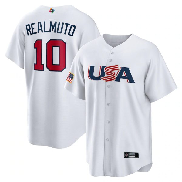 World Baseball Classic USA Philadelphia Phillies # 10 JT Realmuto White Replica Baseball Jerseys