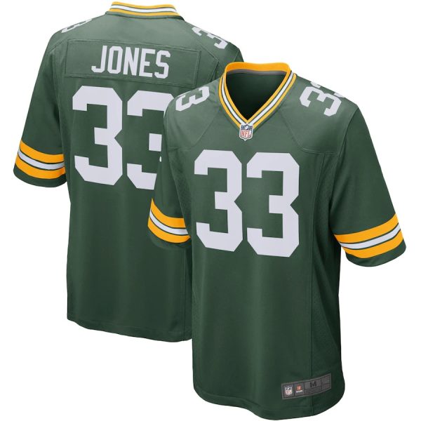 Green Bay Packers #33 Aaron Jones Green Game Replica Stitched American Football Player Jerseys