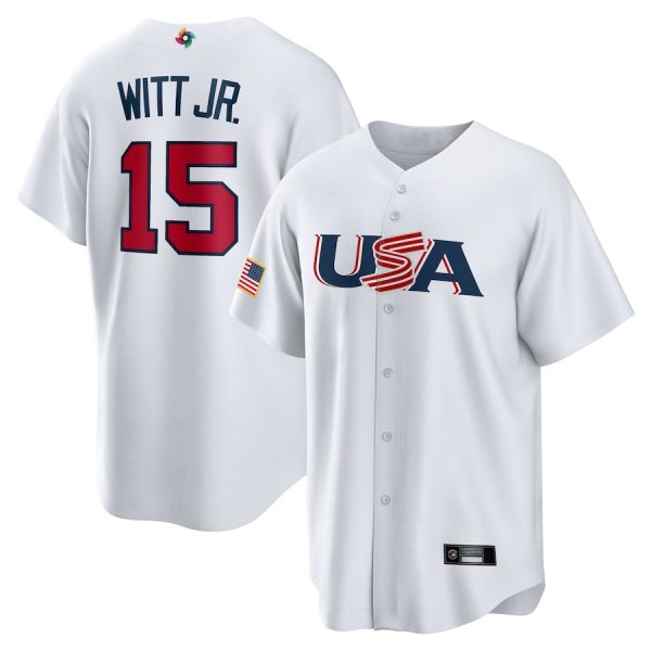 World Baseball Classic USA #15 BOBBY WITT JR. White Replica Player Baseball Jerseys