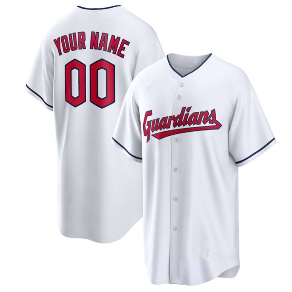 Custom Cleveland Guardians White Home Replica Player Baseball Jerseys