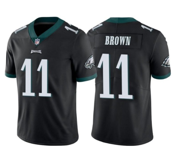 Philadelphia Eagles #11 A.J. Brown Black Game Replica Stitched American Football Player Jerseys