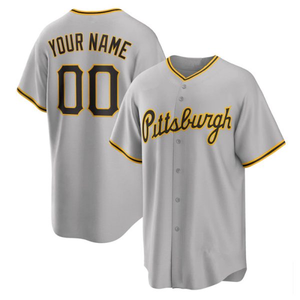 Custom Pittsburgh Pirates Gray Replica Player Baseball Jerseys