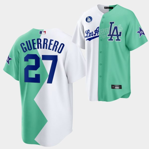 Los Angeles Dodgers #27 Vladimir Guerrero Jr.2022 All Star Celebrity Softball Game White Green Split Baseball Jerseys