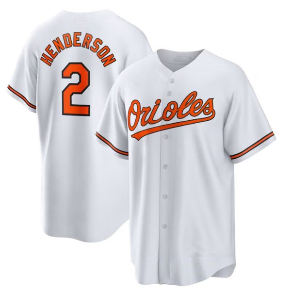 Baltimore Orioles #2 Gunnar Henderson White Home Replica Player Baseball Jerseys