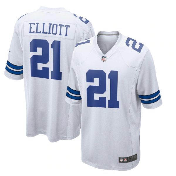 Dallas Cowboys #21 Ezekiel Elliott White Game Replica Stitched American Football Player Jerseys