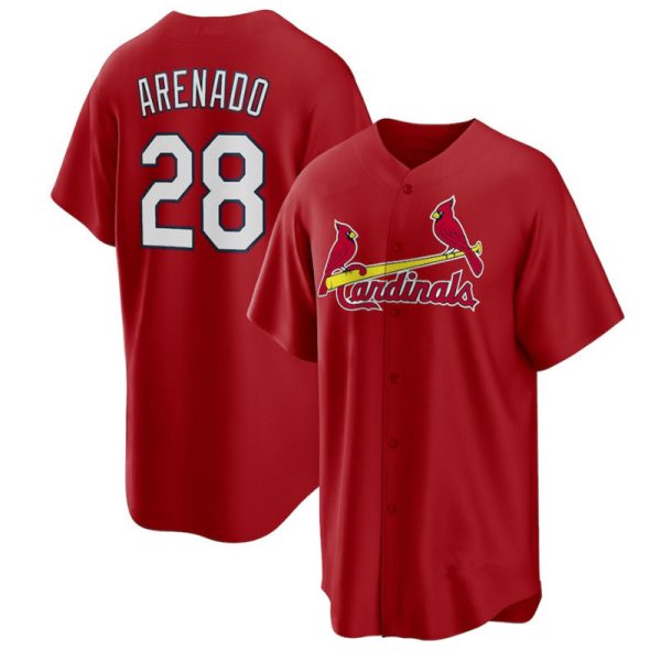 St. Louis Cardinals #28 Nolan Arenado Red Alternate Replica Baseball Player Jerseys