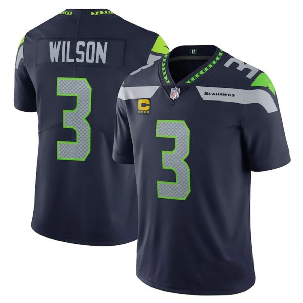 Seattle Seahawks #3 Russell Wilson College Navy Replica Stitched American Football Game Jerseys