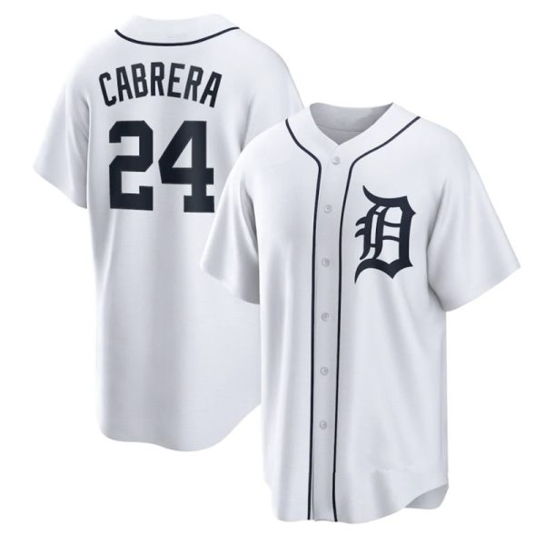 Detroit Tigers #24 Miguel Cabrera White Home Replica Player Baseball Jerseys