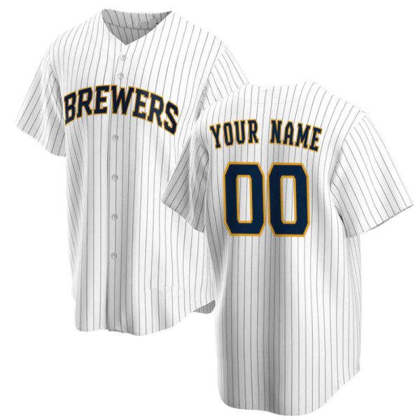 Custom Milwaukee Brewers White Home Replica Baseball Player Jerseys