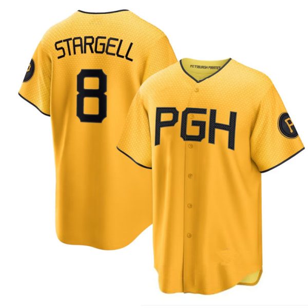 Pittsburgh Pirates #8 Willie Stargell  2023 City Gold Replica Player Baseball Jerseys