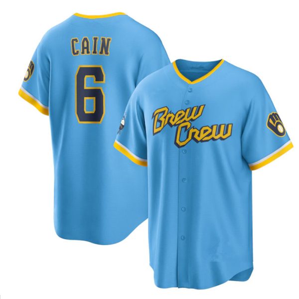 Milwaukee Brewers #6 Lorenzo Cain Powder Blue 2022 City Replica Player Baseball Jerseys