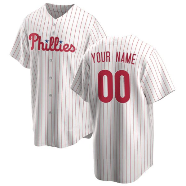 Custom Philadelphia Phillies White Home Replica Team Baseball Jerseys